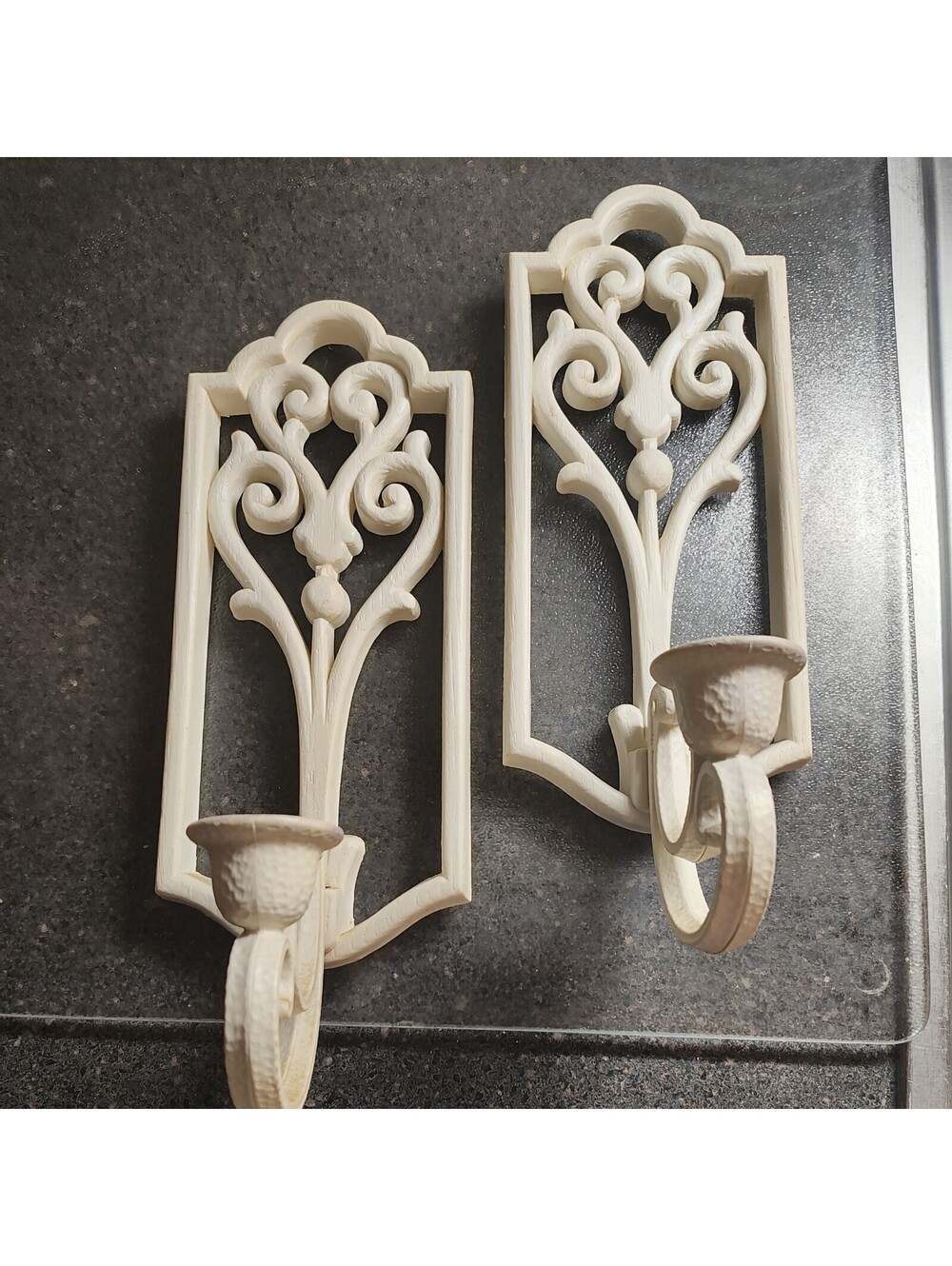 Homco 1982 White Wall Sconces Pair Candle Holders Hollywood Regency #4229
